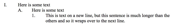 outline indent example, incorrect